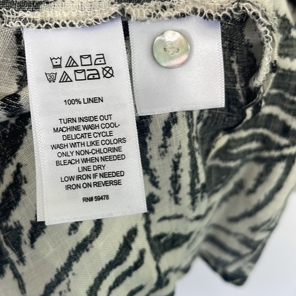 Cynthia Rowley 100% Linen Blouse Palm Leaf Shirt Mother of Pearl Plus Size 1X - Picture 12 of 16